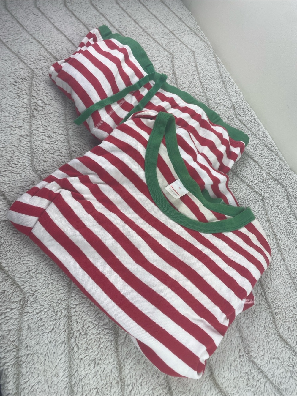Hanna Andersson Red Striped Holiday Pajamas XL Organic Cotton